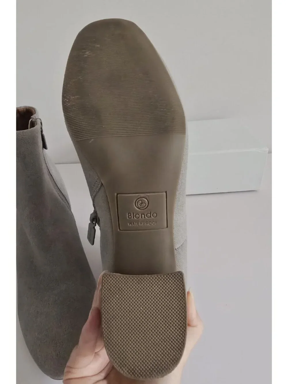 Blondo Alida Grey Suede Waterproof Leather Ankle Boots Heeled Booties 8 Shoes
